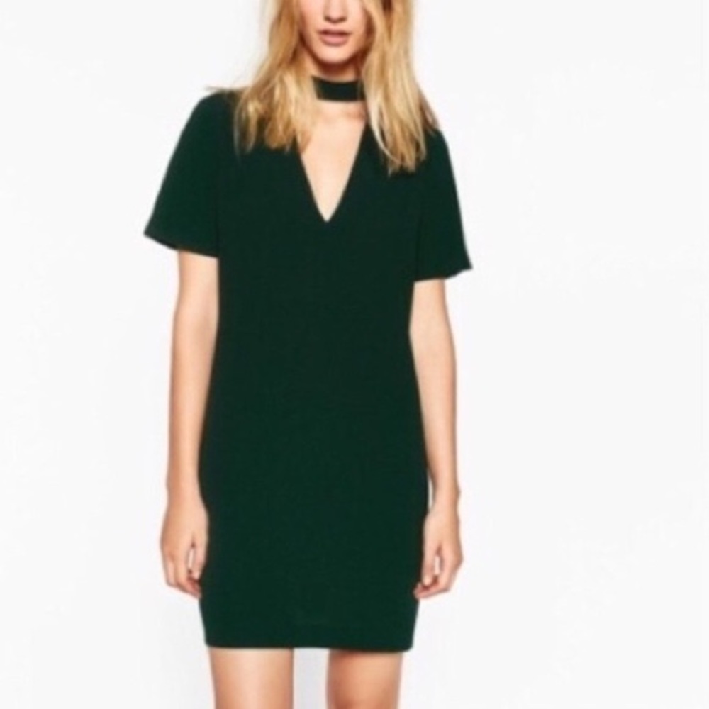 Zara Forest Green Choker Dress